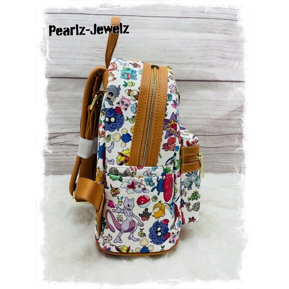 Loungefly Pokemon Character Allover AOP Pikachu Bulbasaur Eevee Backpack NWT main image 4